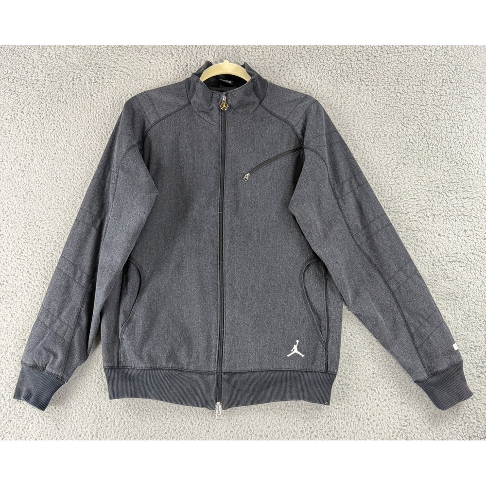 Jordan Twenty Three Track Jacket Men M Gray Herringbone Full Zip 437314-010 Nike